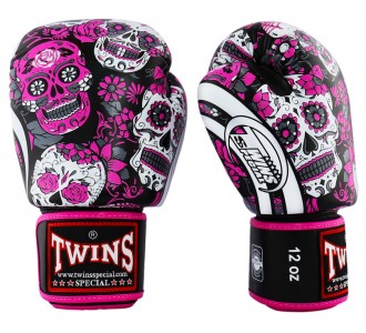 Боксерские перчатки Twins Special с рисунком (FBGV-53 pink)